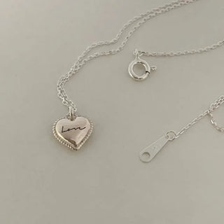 Love Engraved Chubby Heart Necklace