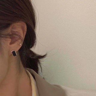 Long Square Onyx Earrings