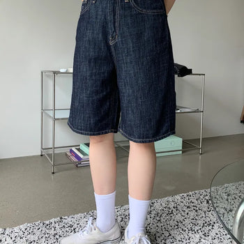 Raw denim capri shorts