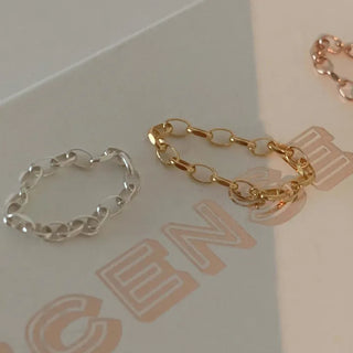 Bubble Oval Chain Ring (Silver, Rose Gold, Gold)