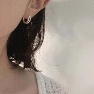 Double-Strand Mini One-Touch Earrings (Silver/Rose Gold/Gold)