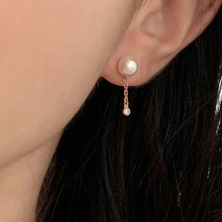 Rose Gold Swarovski Pearl Mini Drop Earrings
