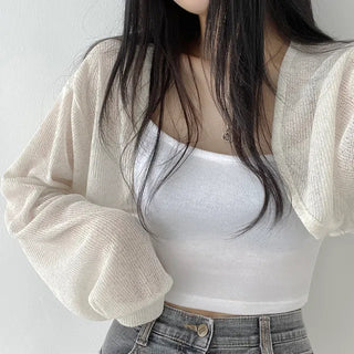 Sunshade, Linen Summer Bolero Crop Cardigan