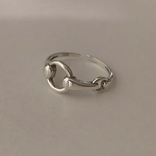 Oxidized Buckle Chain Open Ring (Size 8–11)