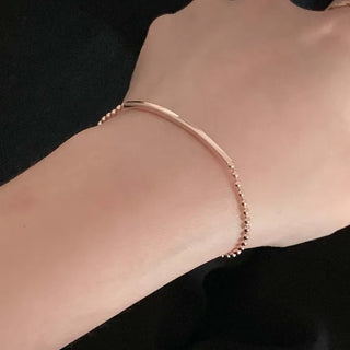 Curve Line Stick Ball Chain Bracelet (Silver, Rose Gold)