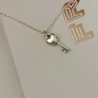 Petite Heart Key Necklace