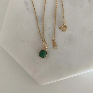 Gold Emerald Natural Stone Long Necklace
