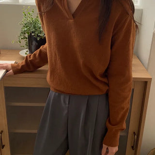 Autumn Long Sleeve Collared Knit Merino Wool T-shirt