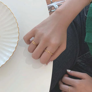 Rounded Chain Open Ring (Silver, Rose Gold, Gold)
