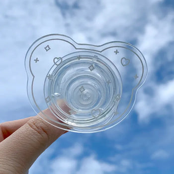 Glitter Bear Heart Transparent Acrylic Tok