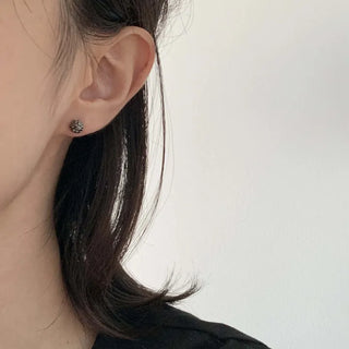 Mirror Cubic Ball Earrings (White Cubic, Black Cubic)