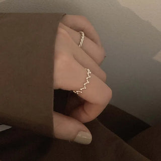 Zigzag Dot Layered Ring (Silver, Rose Gold, Gold)
