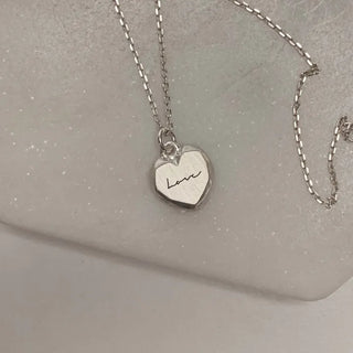 Matte Rough Heart Pendant Initial Engraving Necklace (Friendship Necklace)
