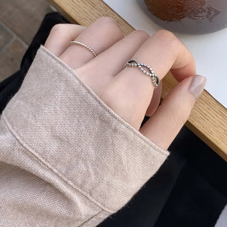Oxidized Dot Wave Open Ring (Sizes 9–13)