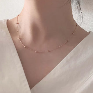 Ball Layered Chain Necklace (Silver, Rose Gold)