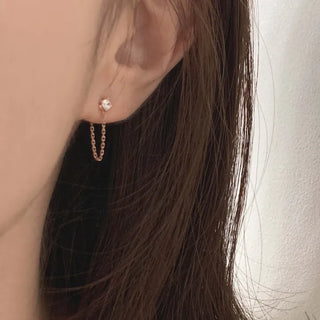 Rose Gold Mini Cubic Chain Drop Earrings