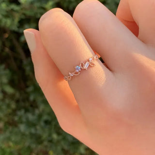 Cubic Gardening Dot Line Ring (Silver, Rose Gold)