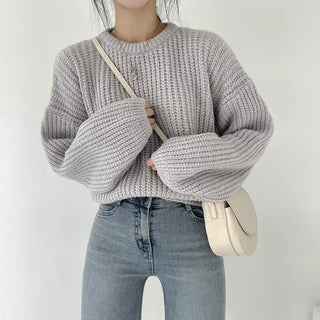 Fluffy~ Hazzi Round Balloon Long Sleeve Knit
