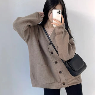 Thick V-Neck Pocket Knit Cardigan