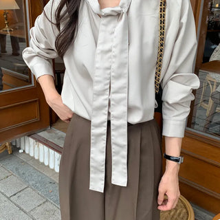Silk Tie Blouse Wedding Guest Look Office Look Blouse