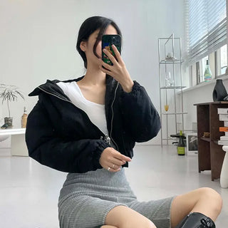 Nero Square Neck Plain Slim Stretchy Crop T-shirt