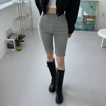 Roller Knee-length Fleece-lined Peach Elastic Waist Leggings