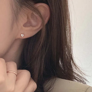 Rose Gold Mini Heart Cubic Earrings