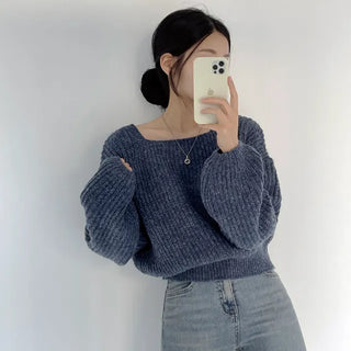 Fluffy~ Hazzi Square Neck Balloon Long Sleeve Knit