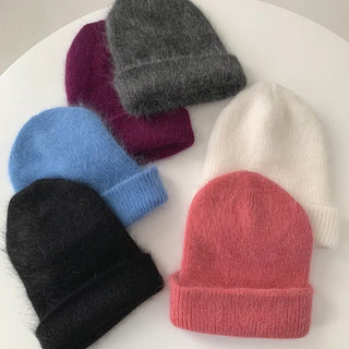 Angora knit beanie