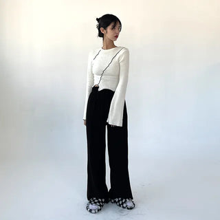 Sandy High-Quality Elastic Waist Wide Long Pants