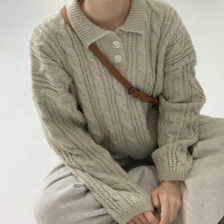 Peach cable knit