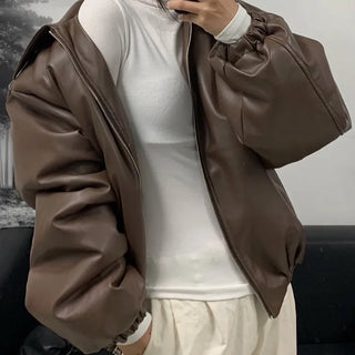 Balloon Leather Jumper