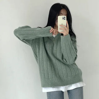 V-Neck Oversized Long-Sleeve Knit to Choose by Day of the Week