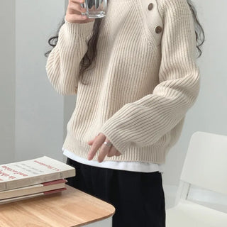 Diagonal button round knit