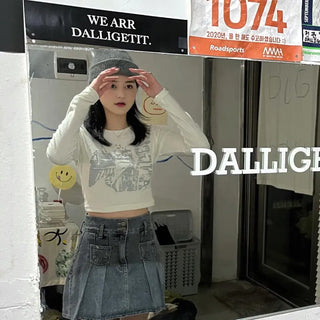 Teen Retro Denim Skirt Denim Skirt Pants
