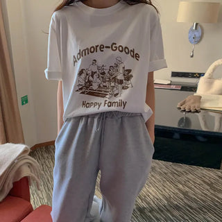 Family print short-sleeve T-shirt