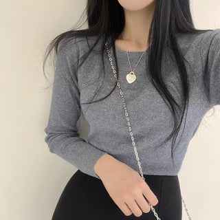 Highly Recommended as a Layer, Basic Fit Round Long Sleeve Knit