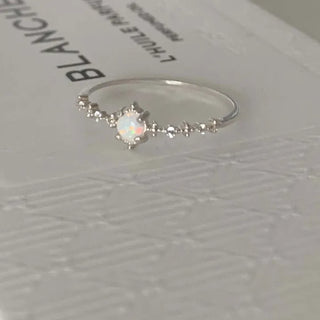 Opal Cubic Layered Ring (Silver, Rose Gold)