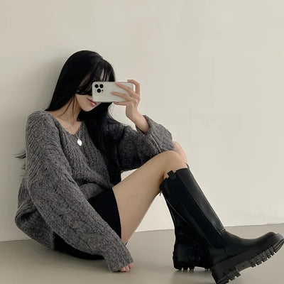 Stretch back-zipper platform Chelsea boots I brought to wear myself