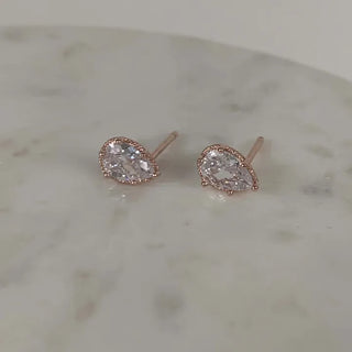 Lavender Cubic Teardrop Earrings (Silver, Rose Gold)