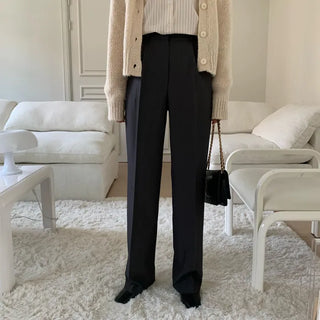 High-waisted Wide Pants Pintuck Slacks Spring Slacks