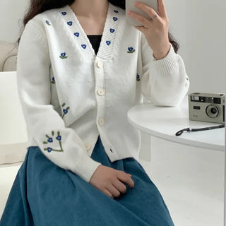 Blooming knit cardigan