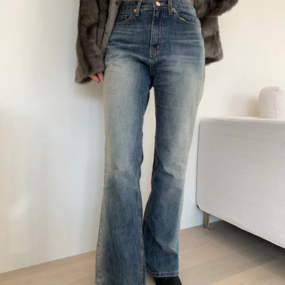 Washed Bootcut Denim Pants (2 colors)