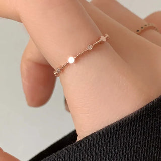 Rose Gold Mini Dot Cubic Layered Ring
