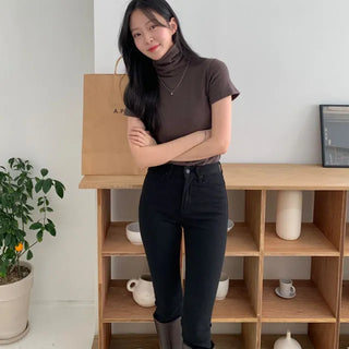 B&N Angora Turtleneck Short Sleeve Knit