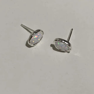 Oval Opal Stud Earrings