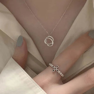 Twisted Circle Pendant Necklace (Silver, Gold)