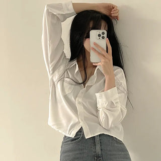 Must-have for layering! Flowy Crop Shirt Blouse