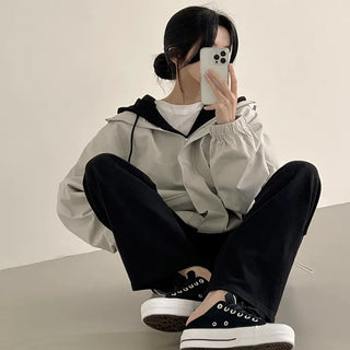 The fit I've been looking for, Hooded Cotton Field Jumper with Drawstring Pockets