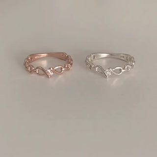 Cubic Chain Layered Ring (Silver, Rose Gold)